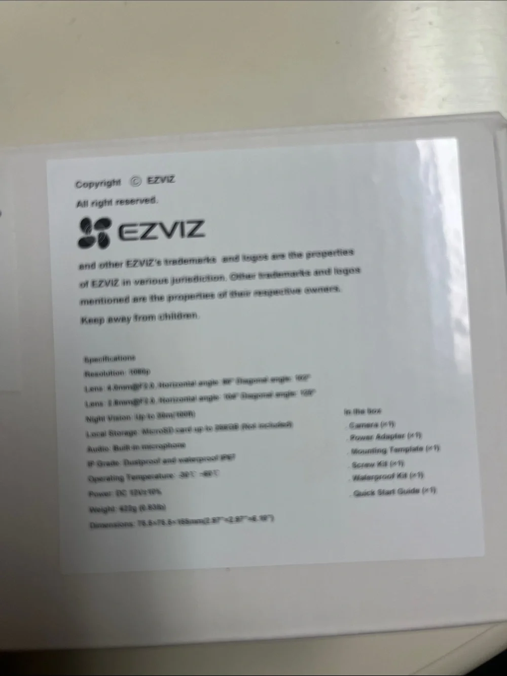 New in box EXVIZ CTQ3N outdoor smart Wi-Fi camera 2MP 1080p
